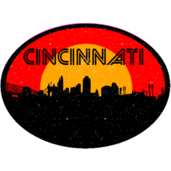 Cincinnati Red Black Oval City Sticker – vinyl decal printed in the USA
