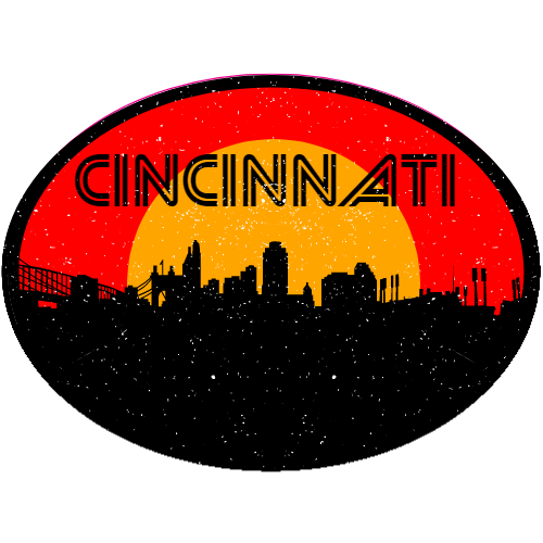Cincinnati Red Black Oval City Sticker – vinyl decal printed in the USA