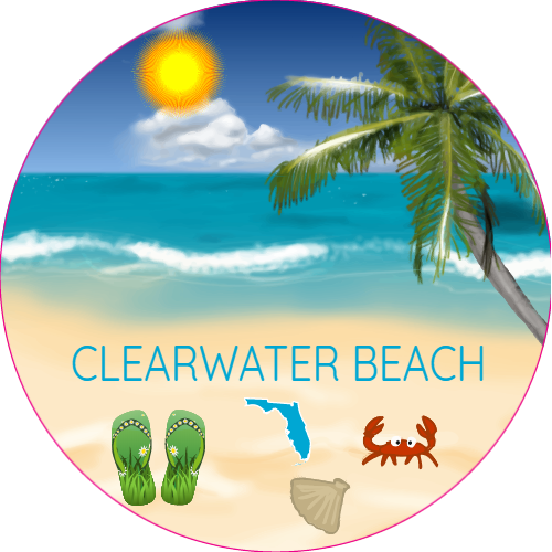Clearwater Beach Circle Sticker – vinyl decal printed in the USA