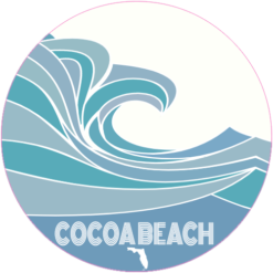 Cocoa Beach Abstract Wave Circle Sticker – vinyl decal printed in the USA