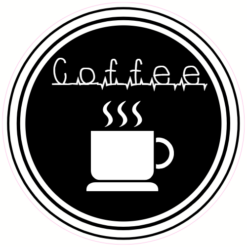 Coffee Heartbeat Circle Sticker – vinyl decal printed in the USA