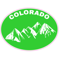 Colorado Mountains Green Oval Decal – vinyl decal printed in the USA