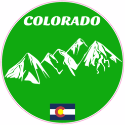 Colorado Mountains State Flag Green Circle Decal – vinyl decal printed in the USA