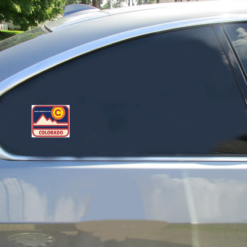 Colorado Rocky Mountain High Car Sticker shown on a vehicle rear window