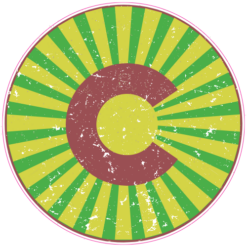 Colorado Sunbeam Retro Circle Sticker – vinyl decal printed in the USA