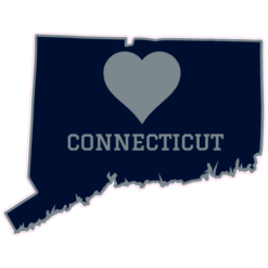 Connecticut Heart State Shaped Sticker – vinyl decal printed in the USA