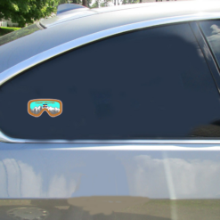 Copper Mountain Ski Goggles Car Sticker shown on a vehicle rear window