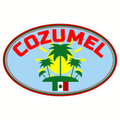 Cozumel Mexico Sunshine Palm Tree Sticker – vinyl decal printed in the USA