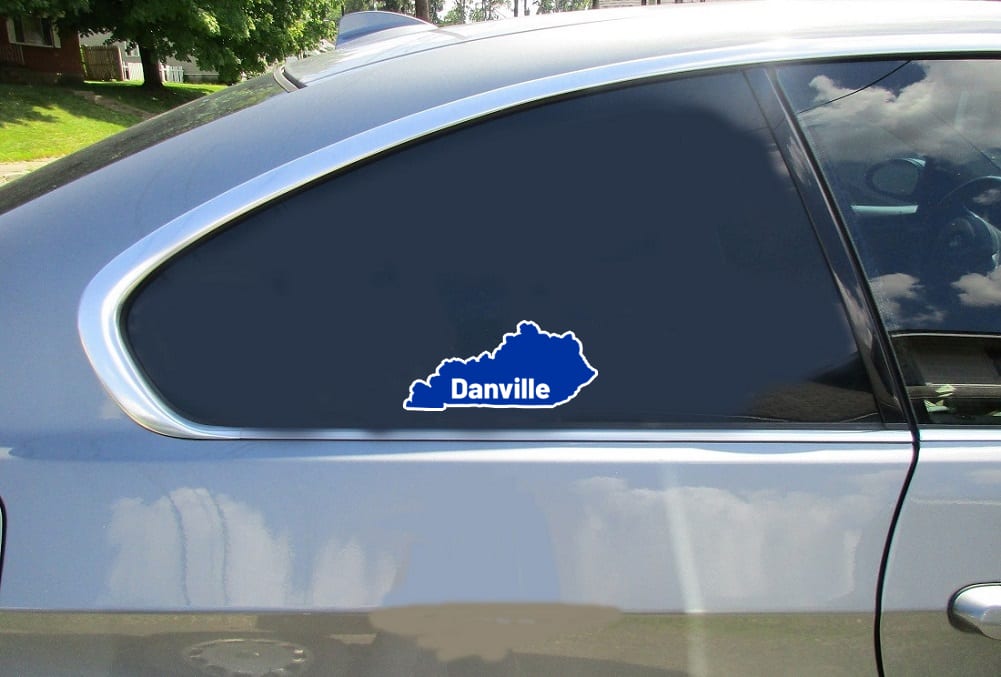 Danville Kentucky Car Sticker shown on a vehicle rear window