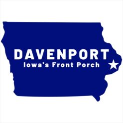 Davenport Iowa State Shaped Sticker – vinyl decal printed in the USA