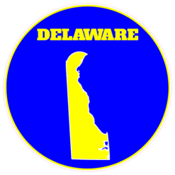 Delaware State Blue Circle Sticker – vinyl decal printed in the USA