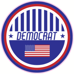 Democrat Patriotic Circle Sticker – vinyl decal printed in the USA