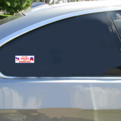 Democrats Republicans Are Smoke And Mirrors Car Sticker shown on a vehicle rear window