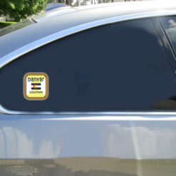 Denver Colorado Retro Car Sticker shown on a vehicle rear window