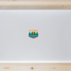 Des Plaines Illinois River Canoe Laptop Sticker shown on a laptop lid