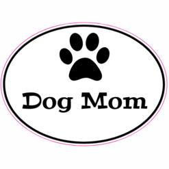 Dog Mom Oval Sticker – vinyl decal printed in the USA