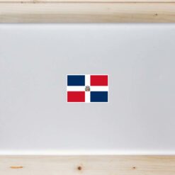 Dominican Republic Flag Laptop Sticker shown on a laptop lid