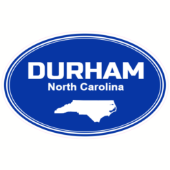 Durham North Carolina Oval Sticker – vinyl decal printed in the USA