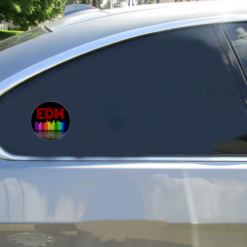 EDM Electronic Dance Music Car Sticker shown on a vehicle rear window