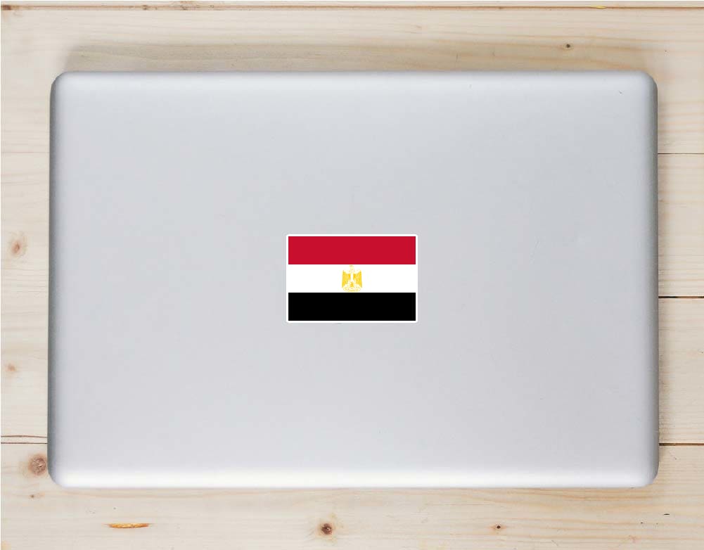 Egypt Flag Laptop Sticker shown on a laptop lid