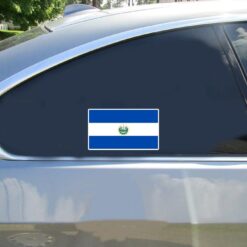 El Salvador Flag Car Sticker shown on a vehicle rear window