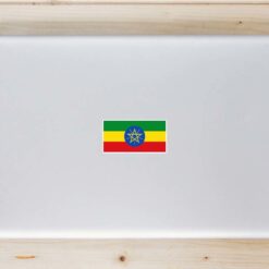 Ethiopia Flag Laptop Sticker shown on a laptop lid