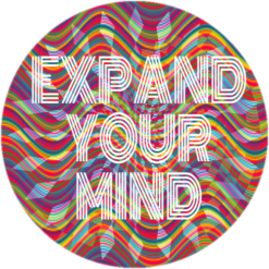 Expand Your Mind Trippy Circle Sticker – vinyl decal printed in the USA