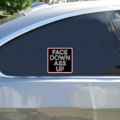 Face Down Ass Up Car Sticker shown on a vehicle rear window