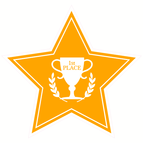 First Place Gold Star Sticker – vinyl decal printed in the USA