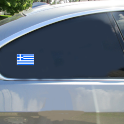 Flag Of Greece Car Sticker shown on a vehicle rear window