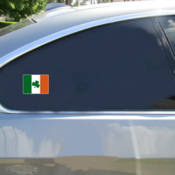 Flag Of Ireland Car Sticker shown on a vehicle rear window