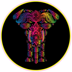 Floral Psychedelic Elephant Sticker – vinyl decal printed in the USA