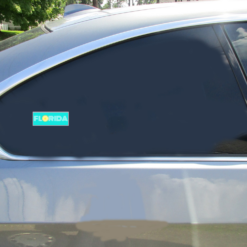 Florida Art Deco Bumper Car Sticker shown on a vehicle rear window