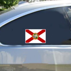 Florida Flag Car Sticker shown on a vehicle rear window