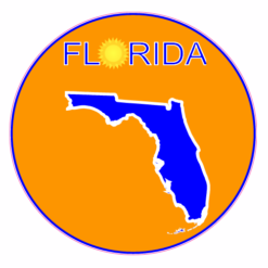 Florida Sunshine Blue Orange Circle Decal – vinyl decal printed in the USA