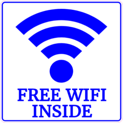 Free WiFi Inside Sticker – vinyl decal printed in the USA