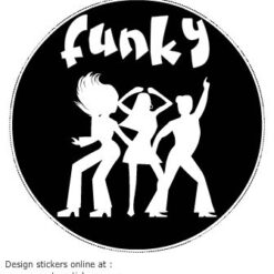 Funky Disco Dancing Black Circle Decal – vinyl decal printed in the USA