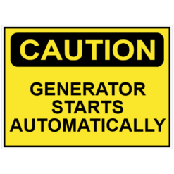 Generator Caution Yellow Sticker – vinyl decal printed in the USA