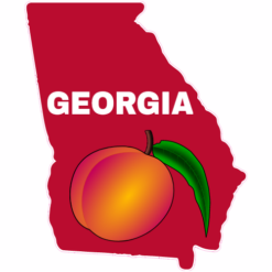 Georgia Peach Red State Shaped Sticker – vinyl decal printed in the USA