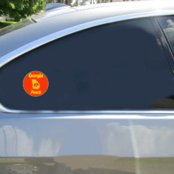 Georgia Peach State Circle Car Sticker shown on a vehicle rear window