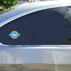 Get Groovy Car Stickers Retro Sticker shown on a vehicle rear window