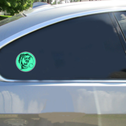 Get Off My Tail Mermaid Car Sticker shown on a vehicle rear window