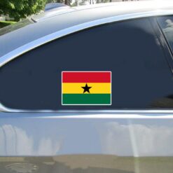 Ghana Flag Car Sticker shown on a vehicle rear window