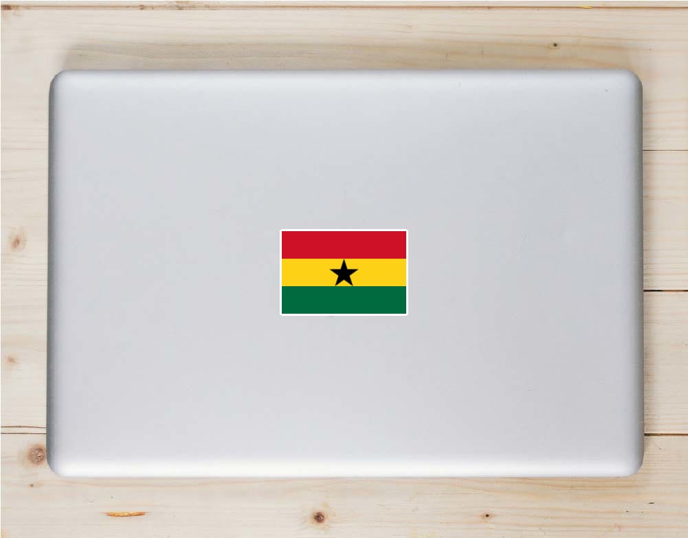 Ghana Flag Laptop Sticker shown on a laptop lid