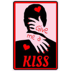 Give Me A Kiss Lovers Sticker – vinyl decal printed in the USA
