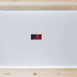 Give Me Liberty Or Give Me Death Flag Laptop Sticker shown on a laptop lid