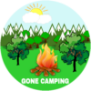 Gone Camping Campfire Circle Sticker – vinyl decal printed in the USA