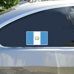 Guatemala Flag Car Sticker shown on a vehicle rear window