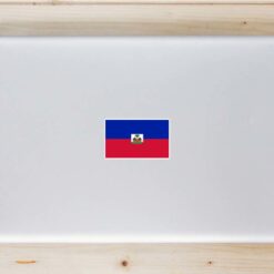 Haiti Flag Laptop Sticker shown on a laptop lid