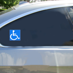 Handicapped Wheelchair Accessible Car Sticker shown on a vehicle rear window